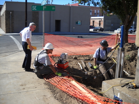 Captain Pease Checking Progress
